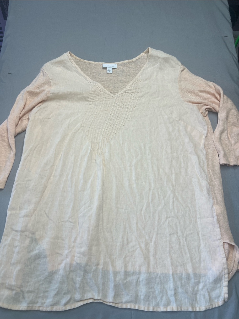 J. Jill Pale Pink V-Neck Tunic with Pintuck Detail